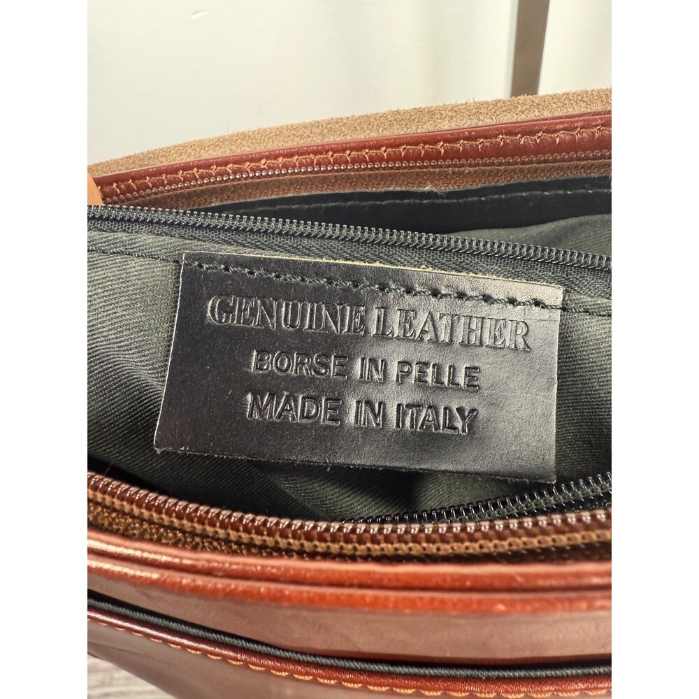 Vera Pelle Italian Genuine Leather Messenger Bag Crossbody Brown Made in Italy - Picture 4 of 17